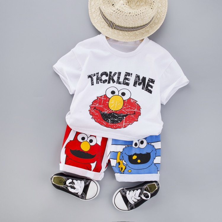 Toddler summer clothing suit boys and girls T-shirt top shorts mandarin duck pants two-piece short-sleeved T-shirt stitching pants