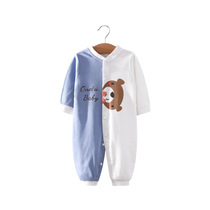 Infant long sleeve spring and autumn dress new crawling suit Ha yi cute male and female baby single tooth Mandarin duck pants jumpsuit