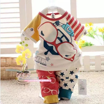 Zebe cool baby short sleeve T-shirt 2020 summer fit new male baby pure cotton breathable pro-skin suit cute two-piece set