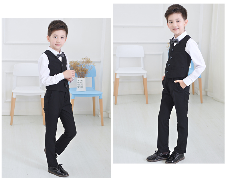 诺 Trẻ em Bộ đồ mùa xuân cho bé trai Trang phục cho bé trai Mùa xuân và mùa thu Váy dài tay Hoa phù hợp với hiệu suất bộ đồ bé trai cao cấp