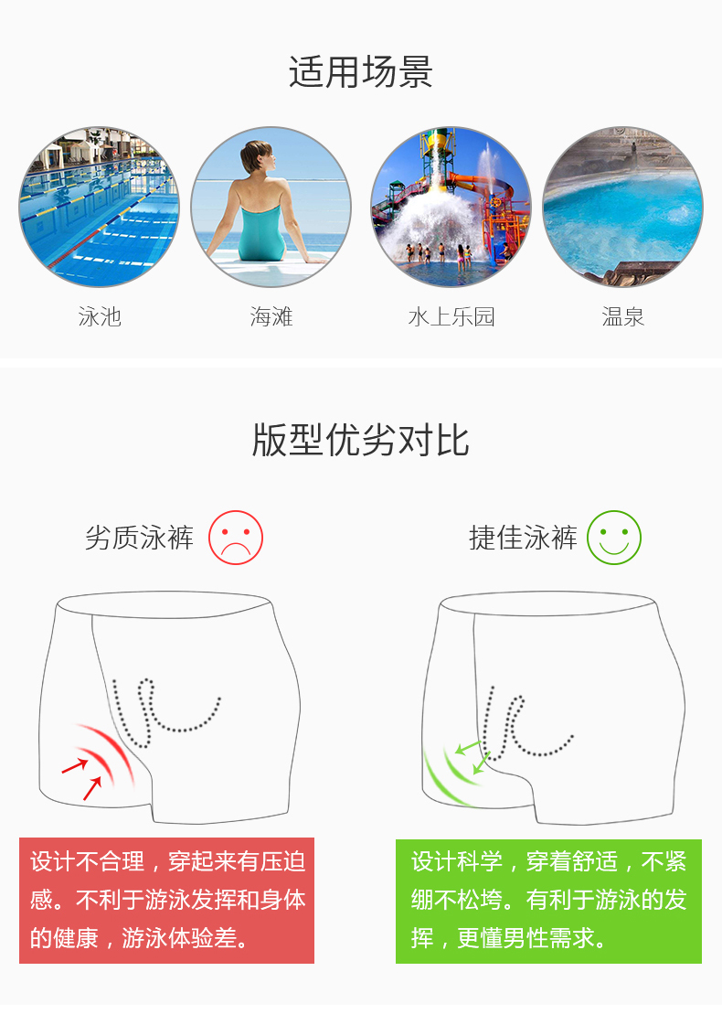 Quần bơi nam thời trang Jiejia Góc phẳng quần áo nhanh khô không thấm nước Quần bơi nam kích thước lớn đồ bơi rộng quần short mùa xuân nóng đồ bơi nam có áo