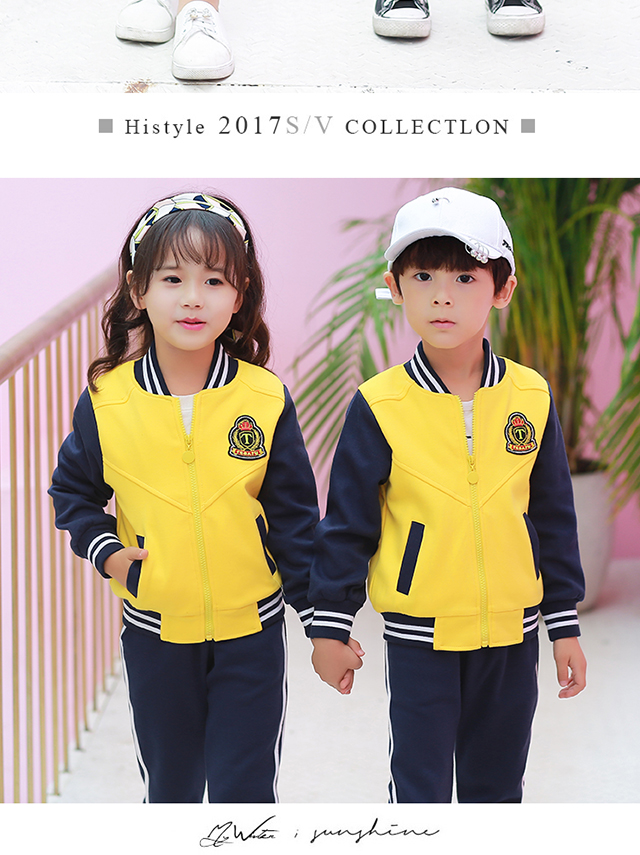 Quần áo mẫu giáo mới mùa xuân và mùa thu cotton đồng phục trường tiểu học thiết lập dịch vụ giáo viên lớp trẻ em tùy chỉnh đồ bộ bé trai