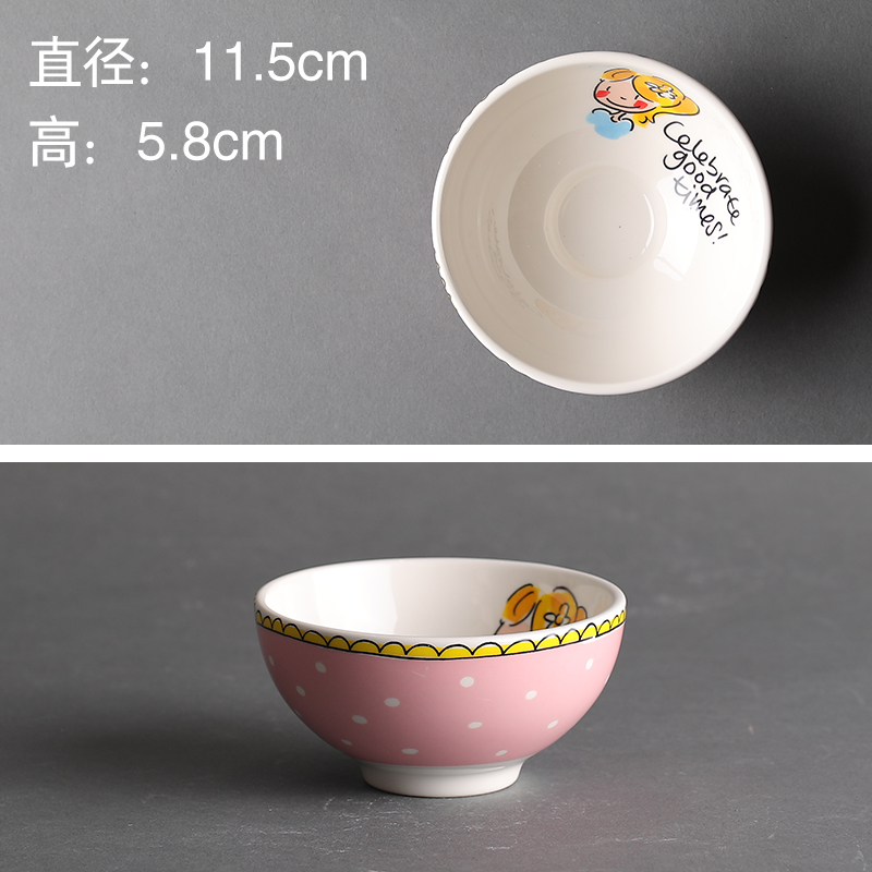 4.5-Inch Powder BowlBLOND Export Netherlands originality ceramics Noodle bowl Instant noodles bowl Soup bowl Dessert bowl Cartoon Rice bowl Ramen bowl tableware
