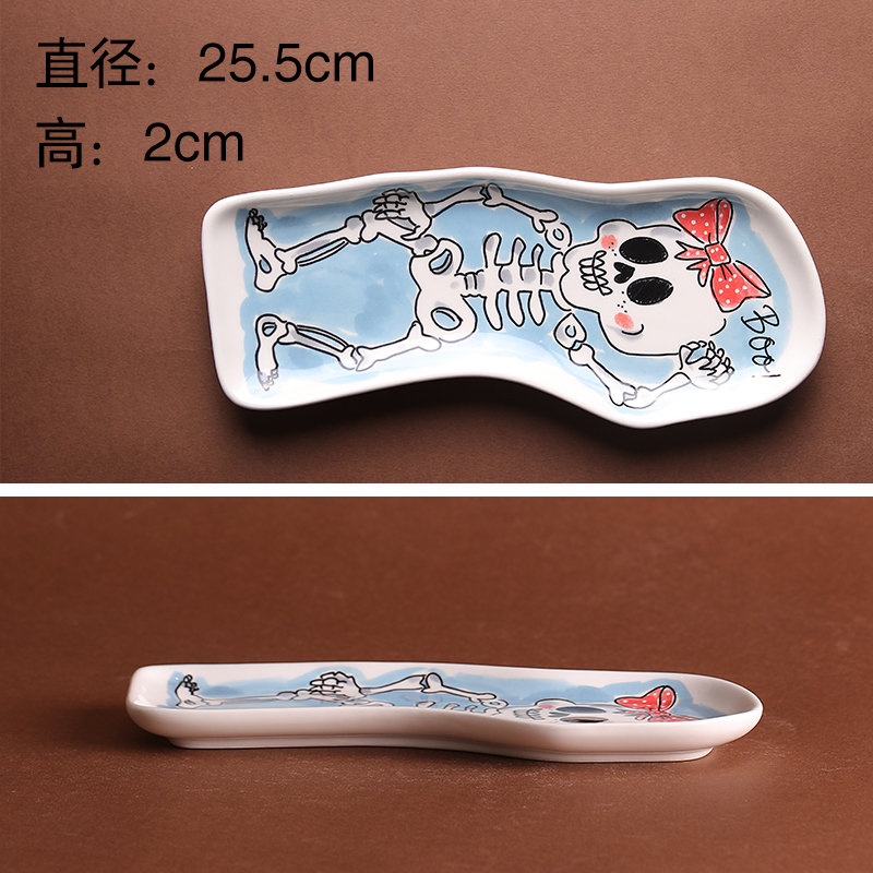 Cartoon Halloween Series Of SkeletonsBLOND ceramics tableware fish dish Netherlands ma'am Cartoon Fruits plate Double ear pot Butter box petal salad bowl