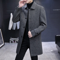 Light luxury double-sided cashmere coat mens long fashion lapel wool woolen coat mens casual top trend