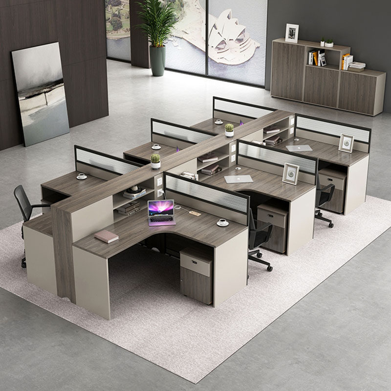 Two-person desk four-person simple modern screen company L-shaped employee workstation computer financial table and chair combination