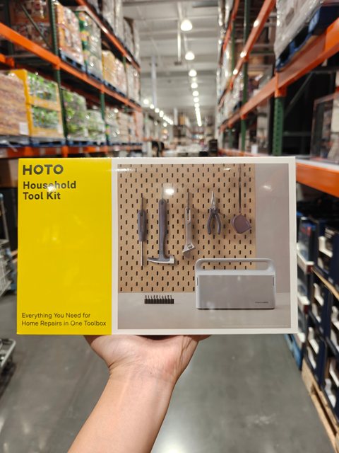 Hoto Little Monkey Household Tool Box: Claw Hammer, Screwdriver, Tape Measure, Adjustable Wrench, Needle-Nose Pliers, Bits