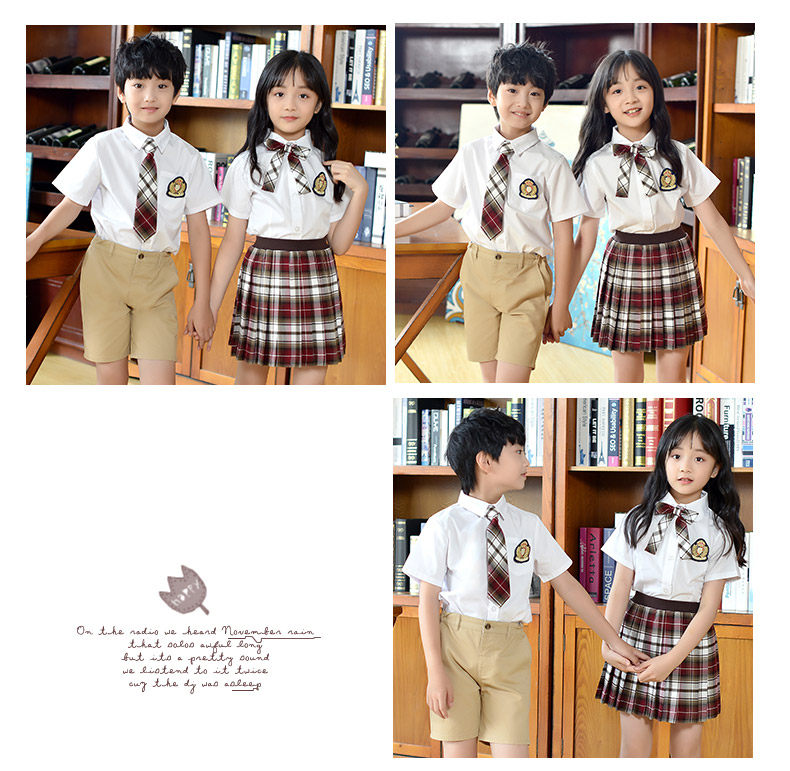 товар из китая 2025新款夏季短袖中小学生校服套装男女童装学院风班服幼儿园园服 Curly hair