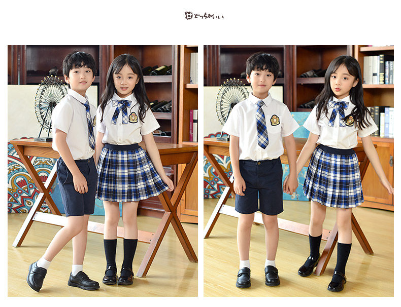 товар из китая 2025新款夏季短袖中小学生校服套装男女童装学院风班服幼儿园园服 Curly hair