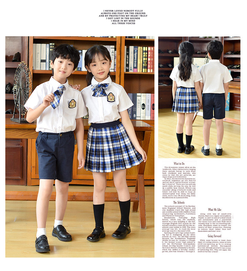 товар из китая 2025新款夏季短袖中小学生校服套装男女童装学院风班服幼儿园园服 Curly hair