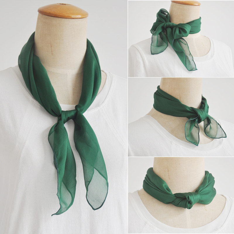Silk scarf mulberry silk scarf 2020 new spring and autumn spring dark green silk scarf mother thin section short scarf female