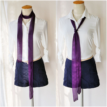 Dark purple silk scarf turban mulberry silk small neck scarf headband small silk scarf female Korean thin long strip of silk