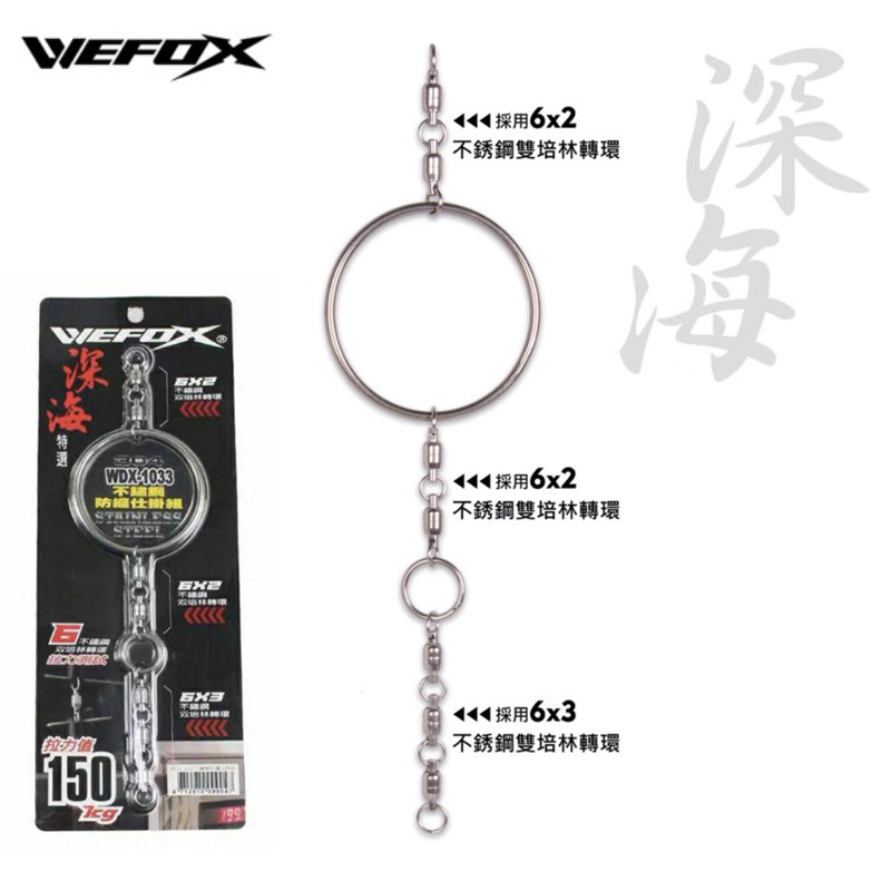 Weihu WEFOX stainless steel anti-winding fishing group deep-sea double Peilin bearing swivel gentian grouper live bait balance