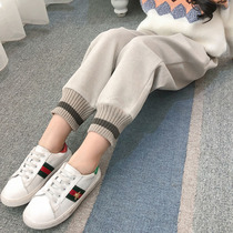 Girls  pants 2020 new autumn and winter Korean version of childrens casual pants plus velvet mid-size childrens sports pants trousers