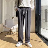 Кофейный пиджак классического кроя, летние трендовые штаны, свободный прямой крой