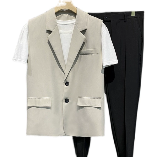 Демисезонный костюм, жилет, трендовая модная куртка без рукавов для отдыха, оверсайз