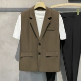 Демисезонный костюм, жилет, трендовая модная куртка без рукавов для отдыха, оверсайз