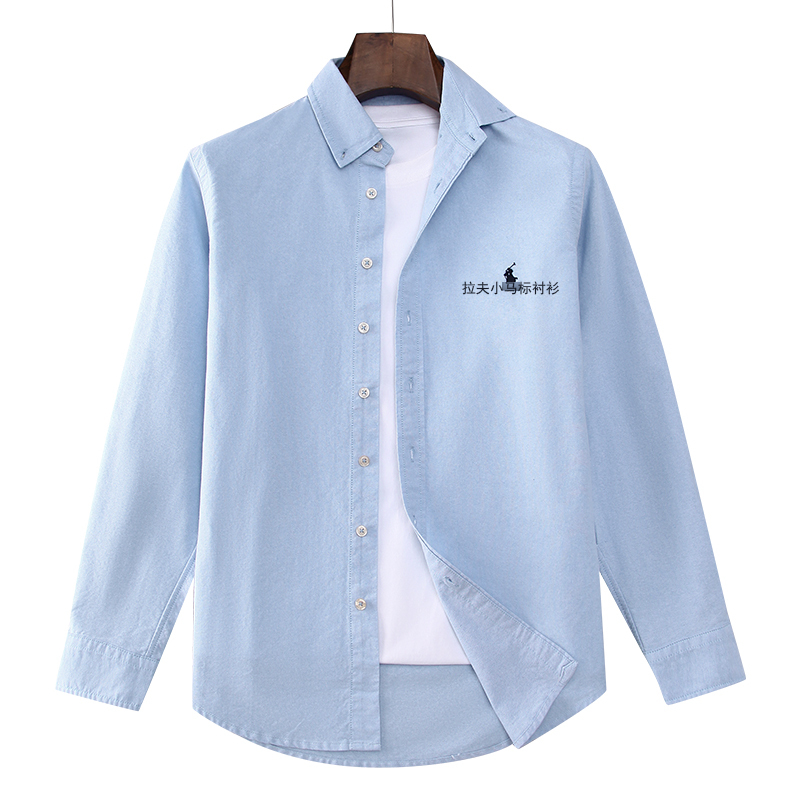Authentic Ralph Lauren Polo Men's High-End Long-Sleeve Shirt, Classic Oxford Cotton Shirt