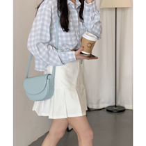 Spot] missqiuqiu autumn home made fresh plaid girlish shirt skirt alone