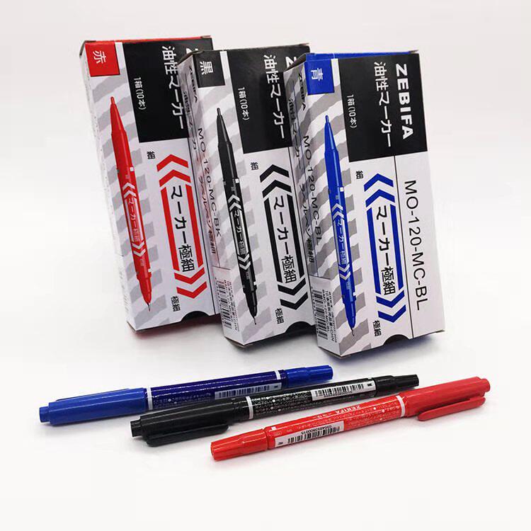 Small double - head oil green mark pen green double head can not wipe CD CD CD pen tick pen 10 package