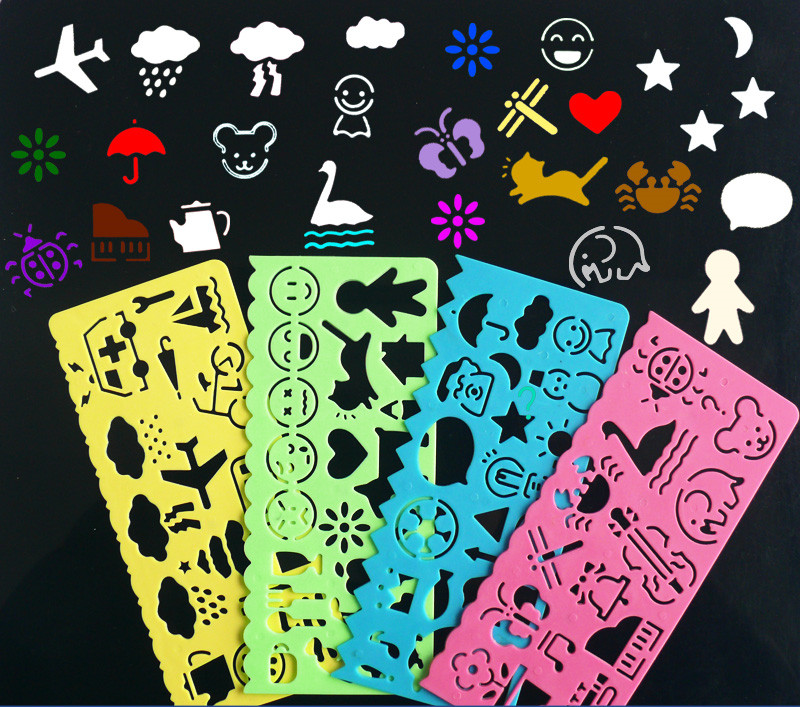Children's Multifunctional Drawing Ruler Geometric Template Meter Animal Drawing Model Script Set