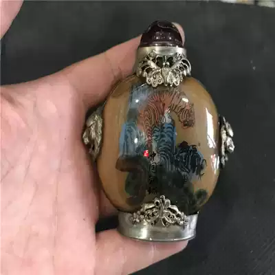 Antique Miscellaneous mini creative folk characteristics colored glaze interior painting old goods snuff bottle decoration decoration collection ancient costume