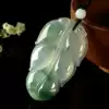 Jade A goods ice waxy seed floating flower jade leaf jade pendant Men's and women's jade leaf pendant pendant