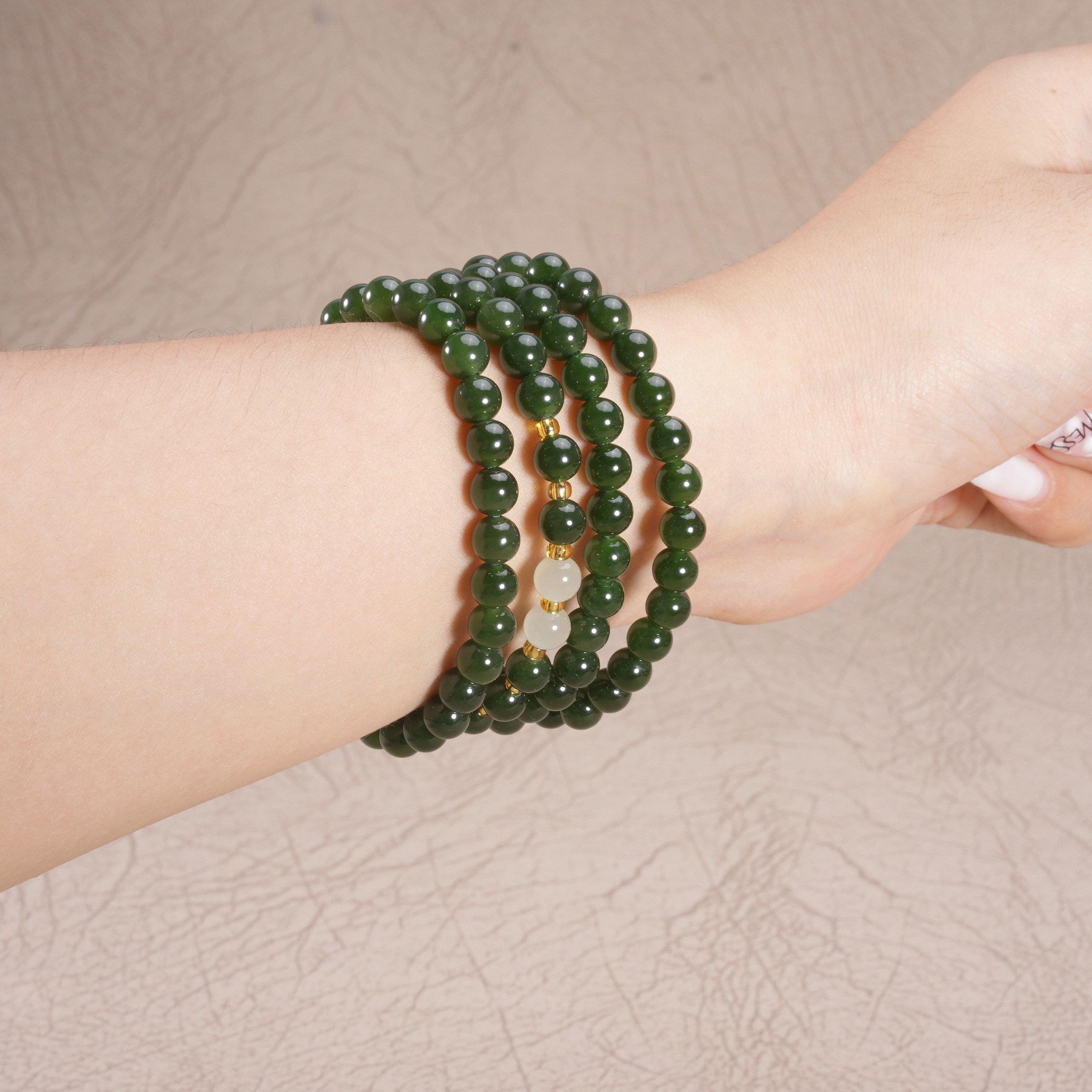 And Tian Yubei jade 108 handstrings Biejade multilayer multi-circle bead bracelet multipurpose sweater chain necklace-Taobao