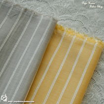 PopoHouse light thin transparent jacquard stripe yellow gray Japanese cotton shirt clothes fabric diy