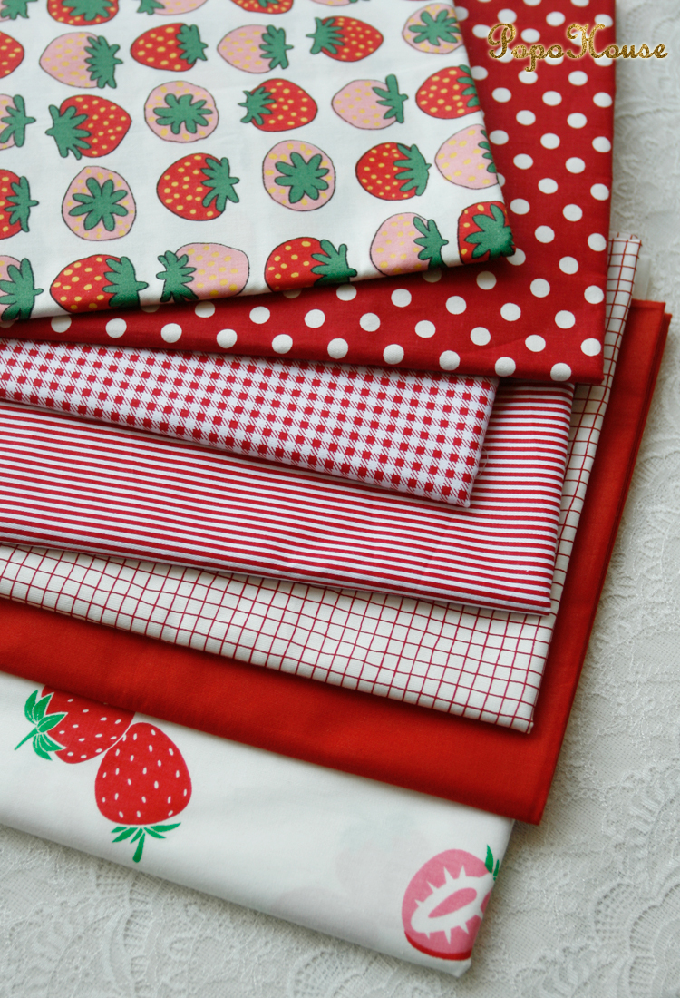 PopoHouse màu đỏ ngọc chấm sọc lưới twill bông vải giường quần áo vải thủ công tự làm - Vải vải tự làm mua vải may quần áo