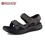 Rishun Rishun Emperor Giày dép nam 2019 Mùa hè Giày đi biển thông thường Giày da thoải mái Velcro Dép nam - Sandal
