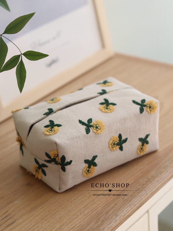 Echo Hands for cute cotton linen embroidered cloth art paper towels with paper towels box kit Tissue Box Bag Modern Fields Park-Taobao
