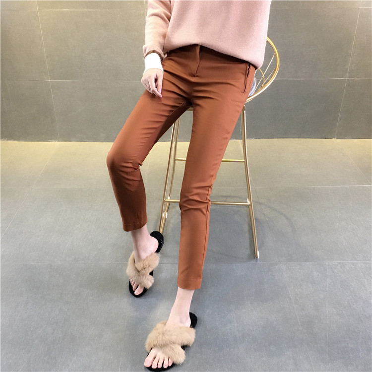 Quần nữ mùa hè phiên bản Hàn Quốc tự canh tự nhiên là quần lửng chín rộng phù hợp với quần chân quần công sở giản dị quần Han Chun - Khởi động cắt quần túi hộp nữ