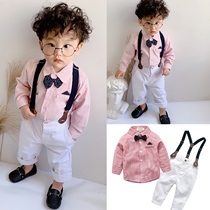 Childrens suit suit boys birthday dress male baby three-piece flower boy suit baby suit baby suit spring