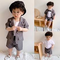 Boys casual suit baby Summer boy handsome suit three-piece suit 1-year-old scratch flower girl dress tide