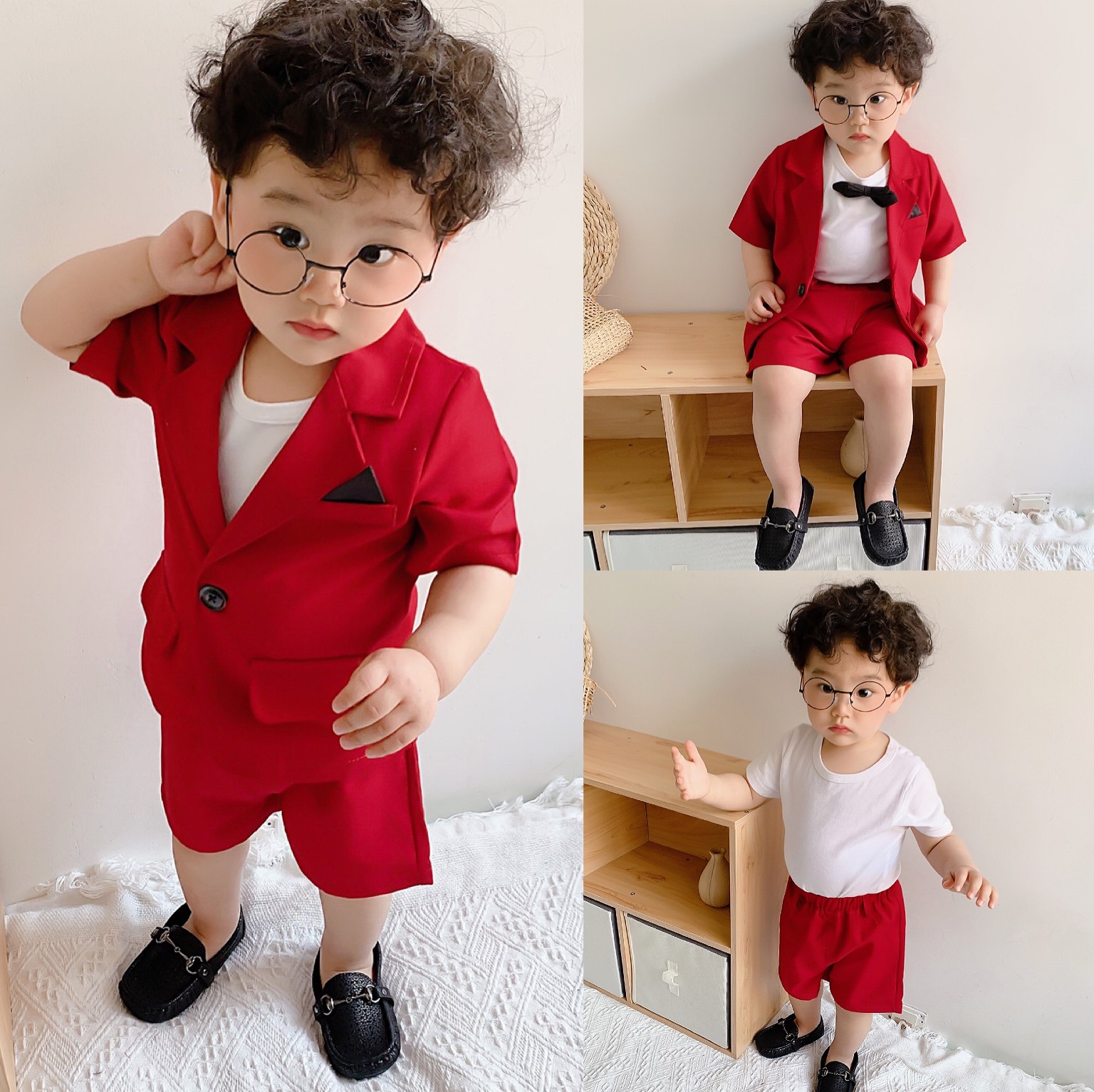 Male Baby 1 Year Old Birthday Suit Suit Spring Summer Style Wedding Flower Boy Gown Boy Casual West Suit Performance Suit