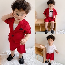 Boys 1-year-old birthday suit spring summer wedding flower girl dress boy casual suit performance suit