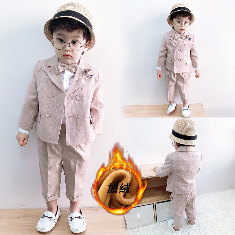 Kids suit set flower boy boy dress pink suit baby first birthday handsome formal dress Korean version casual