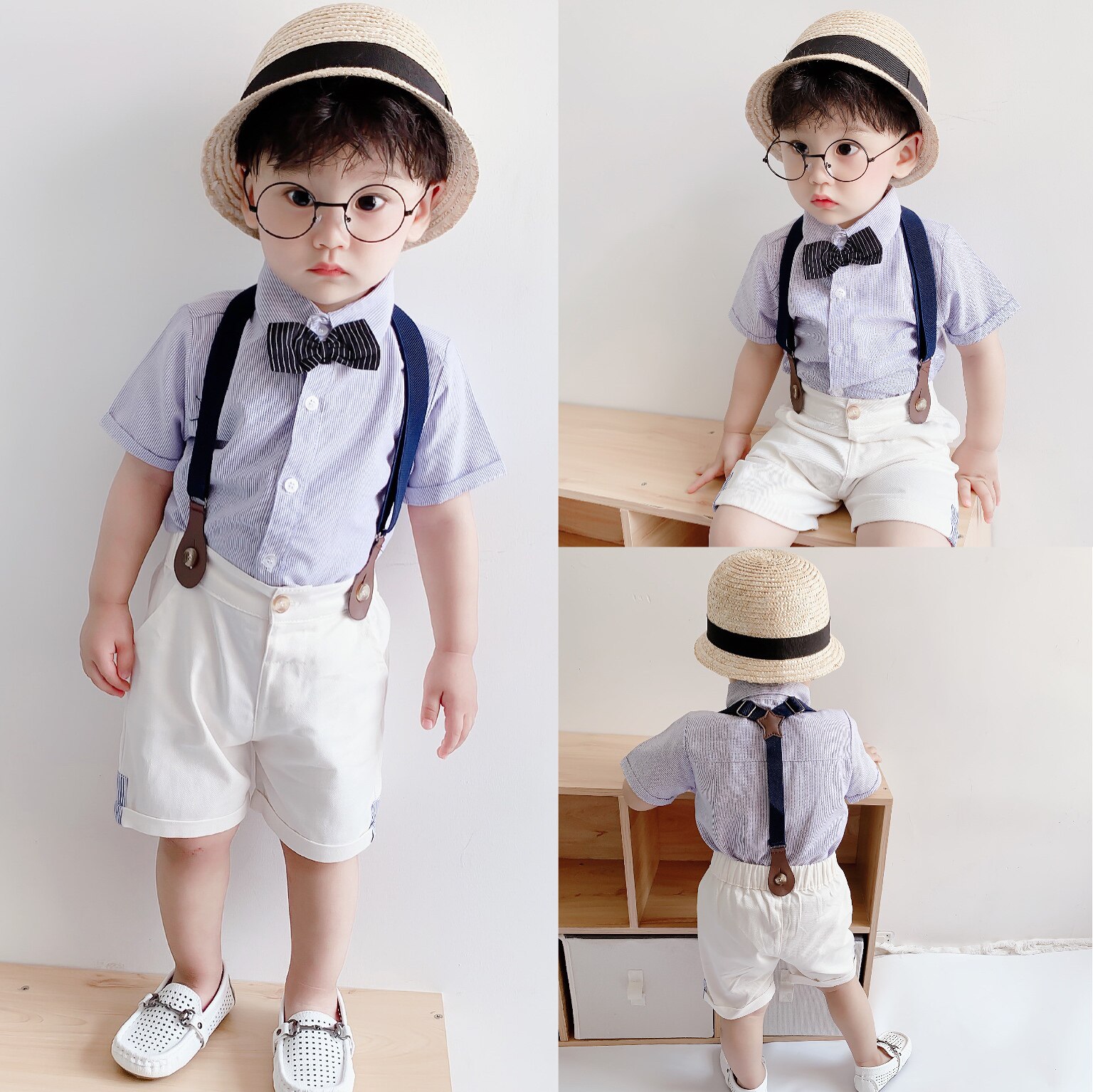 One year old baby gown boy flowers boy handsome young suit kid grabbing zhou suit baby Summer gentleman suit suit Western suit 