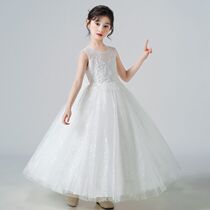 Big girl white princess dress summer dance performance dress long skirt white gauze skirt six one performance dress graduation dress