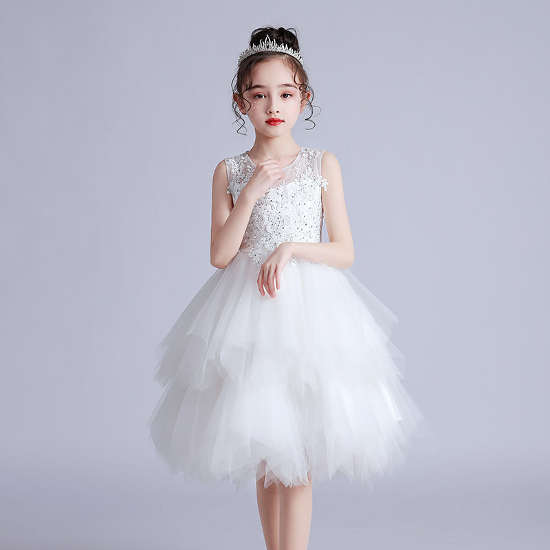 Children's Dress Princess Dress Summer Western Style High-end Fluffy Performance Costume Host Catwalk Piano Performance Dress - Taobao