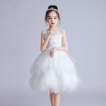 Childrens dress princess dress summer foreign style high-end fluffy costume host catwalk piano performance dress