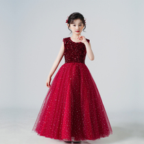 Childrens princess dress summer high-end piano performance dress flower girl wedding dress girl host dress photo dress