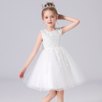 Princess dress white gauze skirt girls childrens dance dress six one performance dress ten years old birthday chorus costume