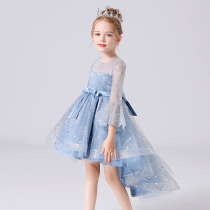 Swallowtail skirt girls 10-year-old girl birthday princess dress performance short before summer and long childrens performance dress starry sky skirt