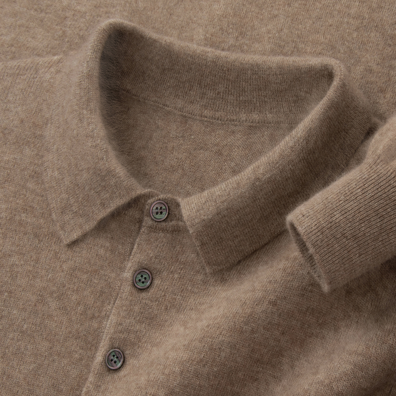 Autumn and Winter 100% Pure Cashmere Sweater Polo Lapel Middle-Aged Men's Three-Button Loose Knitwear That Can Be Worn Outside Autumn and Winter 100% Pure Cashmere Sweater Polo Lapel Middle-Aged Men's Three-Button Loose Knitwear That Can Be Worn Outside