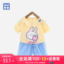 Cotton Girls Summer Dress Babys Summer Dress 1-2-3 Year Old Childrens Suit 4 Year Old Summer Dress Western Style