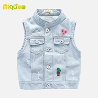 Cô gái mùa thu mặc nữ bé trẻ sơ sinh trẻ em 1 cardigan 2 a 3 vest 4 tuổi mùa xuân và mùa thu denim vest vest quần áo trẻ em nam