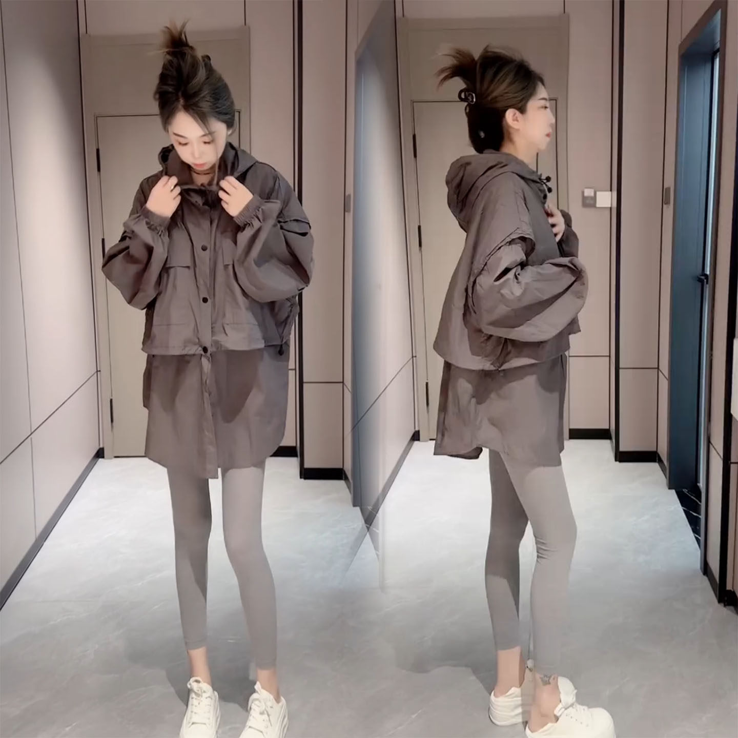 2026年春夏季简约假两件防晒短外套女宽松休闲显瘦时尚夹克上衣潮