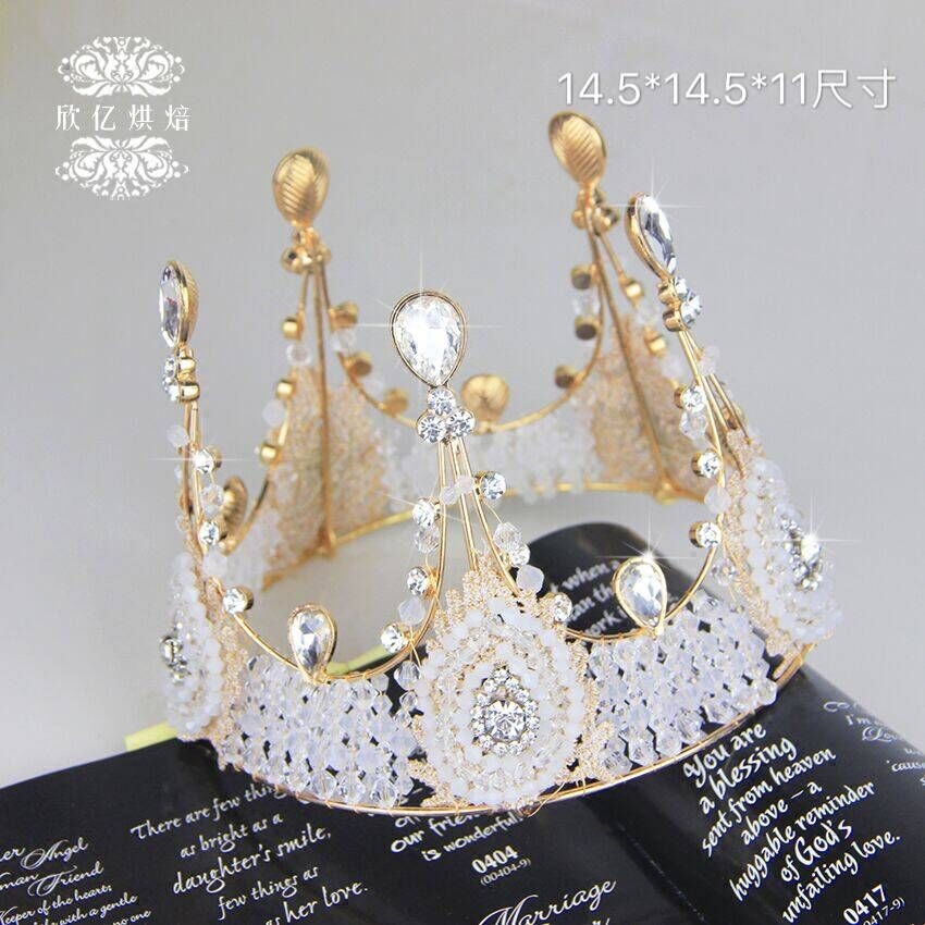 Crown Birthday Cake Baking Decoration Swing Accessories Vintaway Handmade Crystal Queen Crown Cake Pendulum Crown